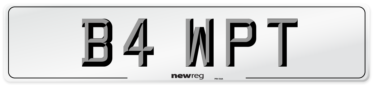B4 WPT Number Plate from New Reg